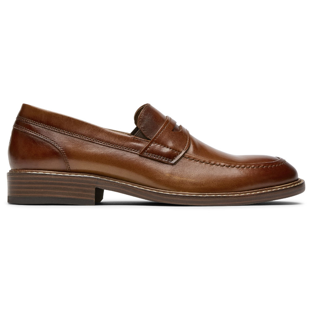 Rockport Mens Loafers Brown - Kenton Penny - UK 836-MGCIXO